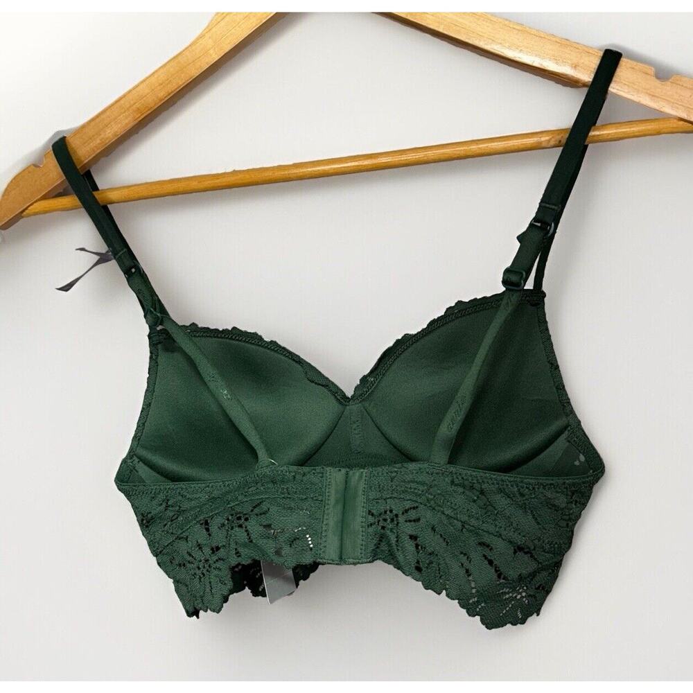 Aerie Real Happy Wireless Bra Green Lace Trim Size 34A - Picture 2 of 7